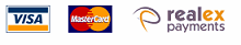 Visa, Mastercard and Realex Payments logos